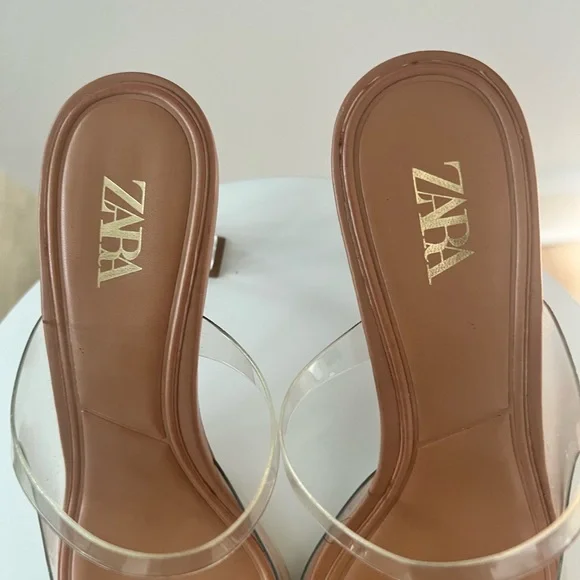 Zara Tan Heels with Crystal Accents - Picture 3 of 5